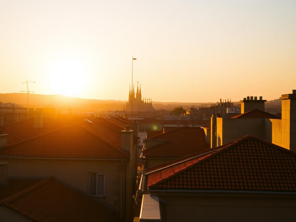 Barcelona rooftops at golden hour